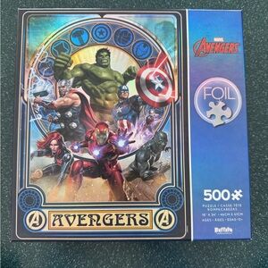 Marvel Avengers foil 500 piece jigsaw puzzle. Never opened. 18x24